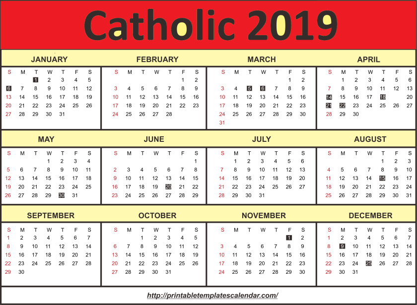 catholic calendar 2019 2